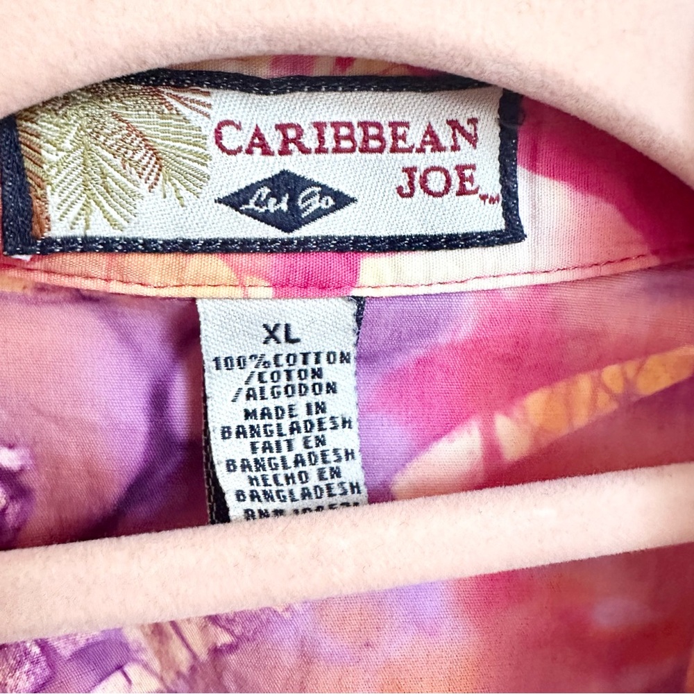 Caribbean Joe Purple Pink Yellow Floral Button-Up Shirt - Picture 3 of 4